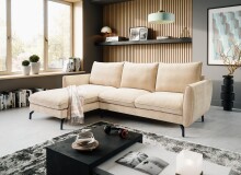 Ecksofa >Toronto< in beige, Webstoff - 259x87x165cm...