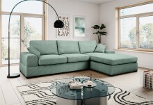 Ecksofa >Veda< in petrol, Strukturstoff -...