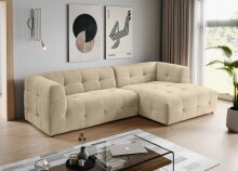 Ecksofa >Tenso< in beige, Webstoff - 292x72x161cm...