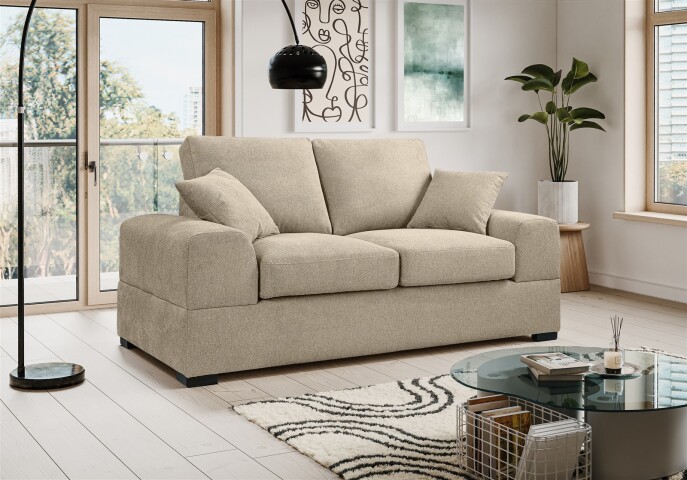 2-Sitzer >Veda< in beige, Strukturstoff - 182x90x93cm (BxHxT)