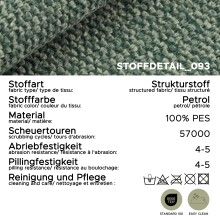 2-Sitzer >Veda< in petrol, Strukturstoff - 182x90x93cm (BxHxT)