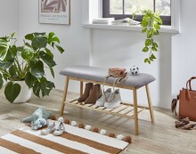 Sitzbank >Noah< in Bambus / Grau, Echtholz -...