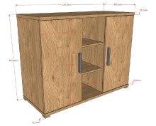 Kommode >Sam< in Eiche Melamin Dekor, Holzwerkstoff - 115,5x89x48cm (BxHxT)