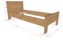 Stauraumbett >Sam< in Eiche Melamin Dekor, Holzwerkstoff - 206,4x87x94,6 (BxHxT)