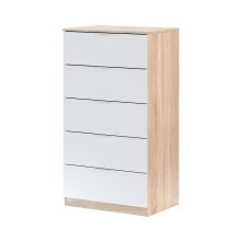 Hochkommode >CHEST< in Weiß / Canadian Eiche Dekor - 60x110x40 (BxHxT)