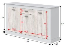 Sideboard >DACITE< in Velho Weiß und Artik Weiß - 158x87x40 (BxHxT)
