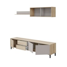 Wohnwand >SALON< (3-tlg.) in Eiche Dekor / Kaschmir - 200x46,5x40 (BxHxT)