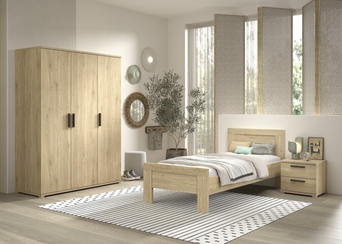 Schlafzimmer-Set >Sam< (3-teilig) in Eiche Melamin Dekor, Holzwerkstoff