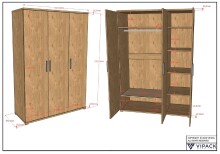 Schlafzimmer-Set >Sam< (4-teilig) in Eiche Melamin Dekor, Holzwerkstoff