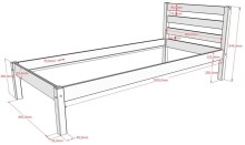 Massivholzbett >Pino< in Kiefer weiß lackiert - 211x84,4x97,5 (BxHxT)