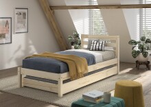 Stauraumbett >Pino< in Kiefer natur lackiert -...