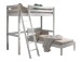 Hochbett >Pino< in Kiefer massiv weiß lackiert - 209x190x211cm (BxHxT)
