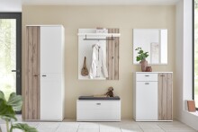 Garderobenpaneel >Menaro< in weiss / Viking Oak Dekor - 90x112x29 (BxHxT)