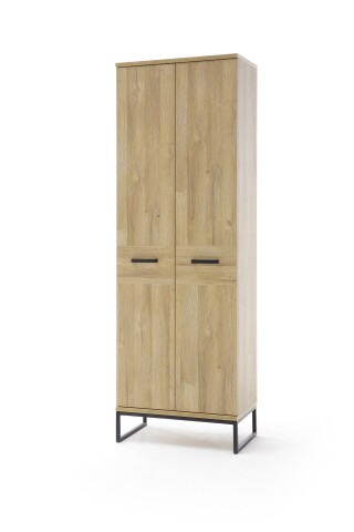 Schuhschrank >Toledo< in Grandson Oak, Holzwerkstoff - 66x196x38cm (BxHxT)