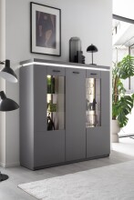 Highboard >Sona< in Arktis grau, Holzwerkstoff -...