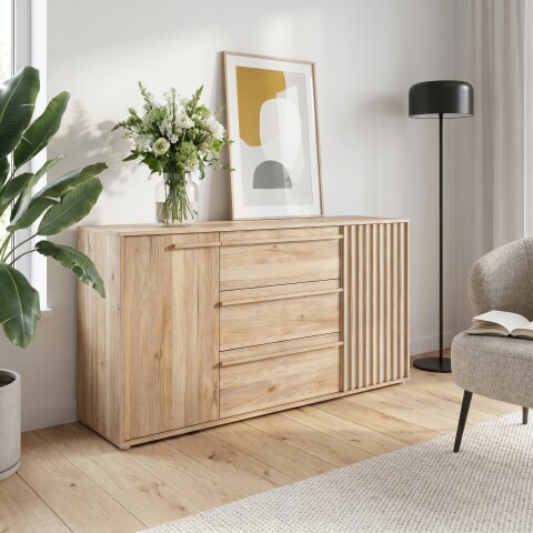Kommode >ARANK< in Mauvella Eiche / Sand - 162,5x84,9x41,7cm (BxHxT)