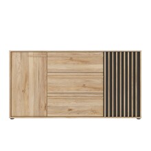 Sideboard >ARANK< in Mauvella Eiche / Schwarz -...