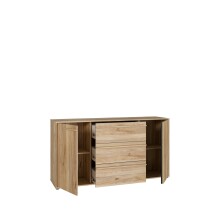 Sideboard >ARANK< in Mauvella Eiche / Schwarz - 162,5x84,9x41,7cm (BxHxT)