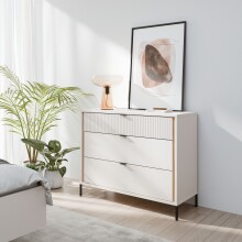 Kommode >SERAVEL< in Sand / Mauvella Eiche - 109,4x87,2x41,5cm (BxHxT)
