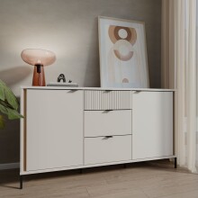 Sideboard >SERAVEL< in Sand / Mauvella Eiche Dekor...
