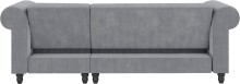 Ecksofa >Firenze II< in Grau, Samt-Cord - 241x83x154cm (BxHxT)