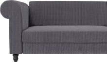Ecksofa >Firenze II< in Grau, Samt-Cord - 241x83x154cm (BxHxT)