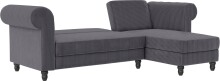 Ecksofa >Firenze II< in Grau, Samt-Cord - 241x83x154cm (BxHxT)