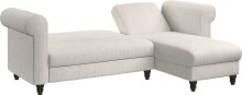 Ecksofa >Firenze II< in Creme-Weiß, Samt-Cord - 241x83x154cm (BxHxT)