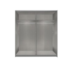 Schwebetürenschrank >STRIPE< in EICHE DEKOR + WEISS + SPIEGEL - 179x198x65cm (BxHxT)