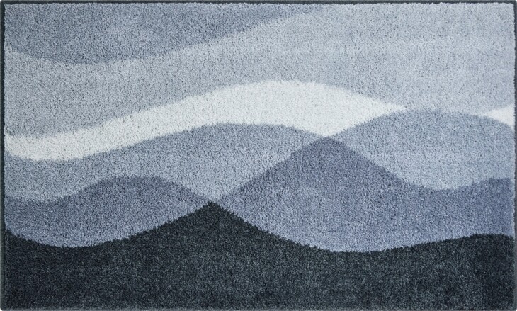 Badematte >HILLS< in anthrazit, 100% Polyacryl SUPERSOFT - 120x70x2cm (LxBxH)