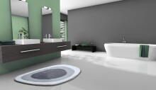 Badematte >LAKE< in silbergrau, 100% Polyacryl EXTRASOFT - 90x60x2,4cm (LxBxH)