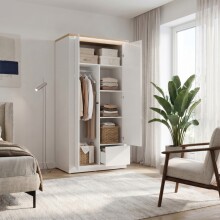 Drehtürenschrank >DURAOAK< in Weiss Glanz /...