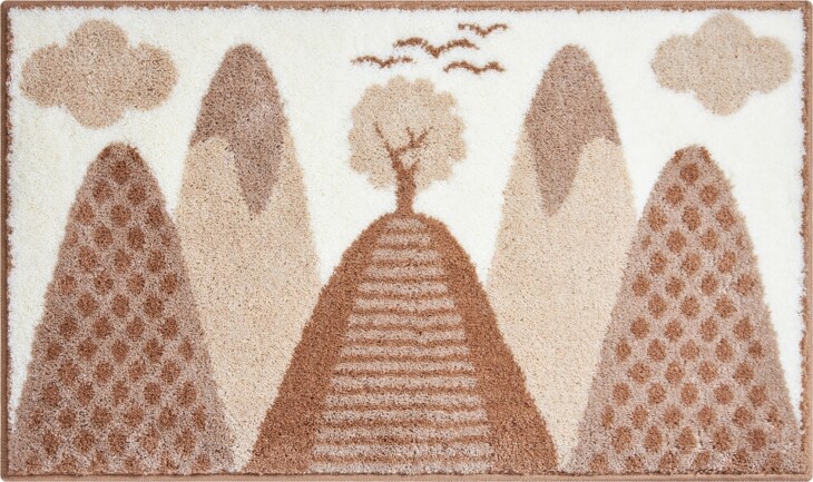 Badematte >MOUNTAINS< in beige, 100% Polyacryl SUPERSOFT - 90x60x1,7cm (LxBxH)