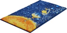 Badematte >PLANETS< in dark blue, 100% Polyacryl SUPERSOFT - 140x80x1,7 (LxBxH)