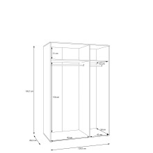 Drehtürenschrank >LISSON< in Weiss + Spiegel - 129,5x193,7x60,2cm (BxHxT)