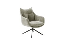 Drehsessel >PARKER< 360° drehbar, Loungesessel inkl. Hocker cappuccino - 76x83x79cm (BxHxT)