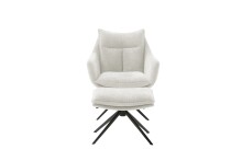 Drehsessel >PARKER< 360° drehbar, Loungesessel inkl. Hocker creme - 76x83x79cm (BxHxT)