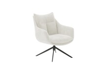 Drehsessel >PARKER< 360° drehbar, Loungesessel inkl. Hocker creme - 76x83x79cm (BxHxT)