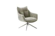 Drehsessel >PARKER< 360° drehbar, Loungesessel inkl. Hocker cappuccino - 76x83x79cm (BxHxT)