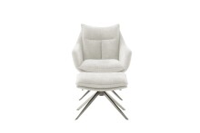 Drehsessel >PARKER< 360° drehbar, Loungesessel inkl Hocker creme - 76x83x79cm (BxHxT)