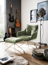 Drehsessel >PARKER< 360° drehbar, Loungesessel inkl. Hocker olive - 76x83x79cm (BxHxT)