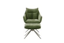 Drehsessel >PARKER< 360° drehbar, Loungesessel inkl. Hocker olive - 76x83x79cm (BxHxT)