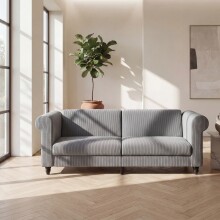 Schlafsofa >Firenze II< in Grau, Cord - 236x83x87cm (BxHxT)