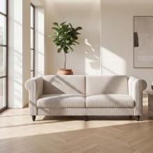 Schlafsofa >Firenze II< in creme-weiß, Cord - 236x83x87cm (BxHxT)