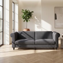 Schlafsofa >Firenze II< in Anthrazit, Cord - 236x83x87cm (BxHxT)