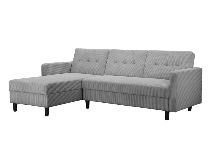 Schlafsofa >Hannover II< in Grau, Cord - 213x82x153cm (BxHxT)