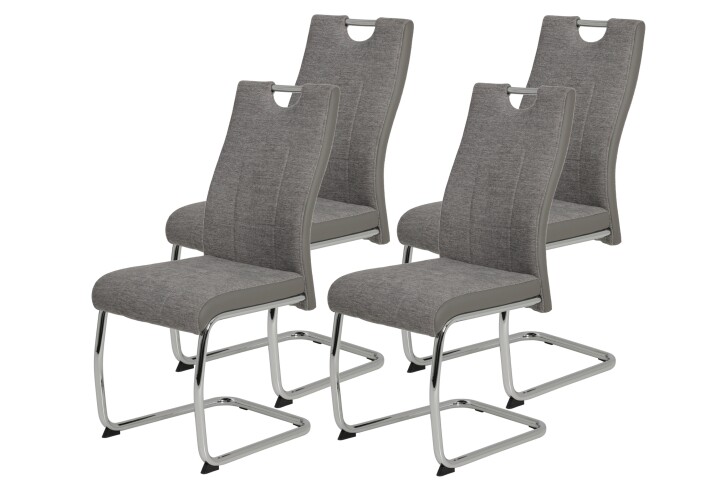 Freischwinger >ALINA S< (4er-Set) mit Griff in Grau - 43x98x59 (BxHxT)