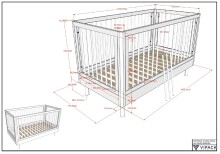Babymöbel-Set >Buche massiv< (3-tlg.) in weiß lackiert - 100x190x55 (BxHxT)