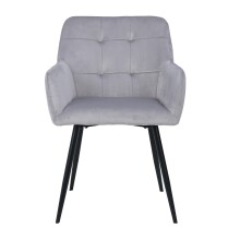 Armlehnstuhl >Bristol< (2er-Set) in Grau, Samt/Metall - 58x80x61cm (BxHxT)