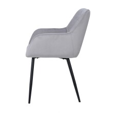 Armlehnstuhl >Bristol< (2er-Set) in Grau, Samt/Metall - 58x80x61cm (BxHxT)